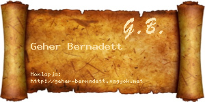 Geher Bernadett névjegykártya